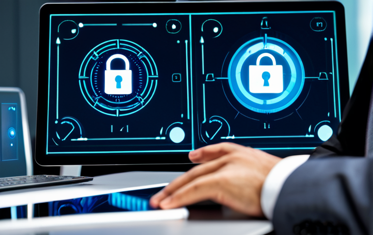 A focused professional in a modest business suit, seated at a sleek, minimalist desk. Their hands, well-formed with proper finger count, are poised over a glowing, transparent tablet displaying a secure two-factor authentication interface. Abstract digital security symbols like locks and shields subtly surround the screen. The background is a modern, clean cybersecurity operations center with soft, ambient lighting. The overall image conveys advanced technology and robust protection, featuring perfect anatomy, natural pose, correct proportions. safe for work, appropriate content, fully clothed, professional. high-resolution, professional photography.