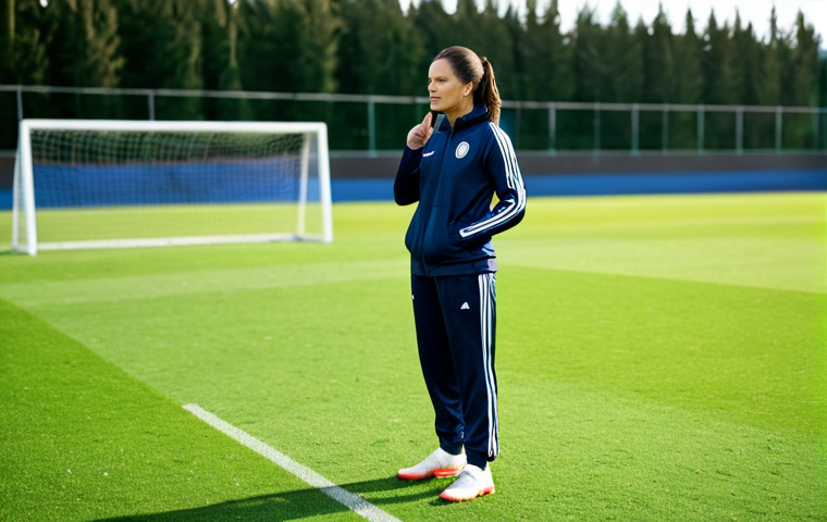 **Prompt:** A professional female soccer coach in a modest tracksuit, standing on a soccer field, giving instructions to her team. Bright daylight, green grass, safe for work, appropriate content, fully clothed, professional, perfect anatomy, correct proportions, natural pose, well-formed hands, proper finger count, natural body proportions.